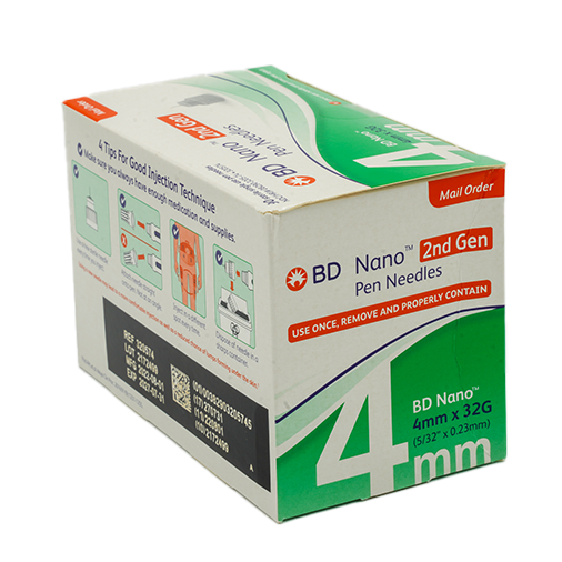 BD Nano Ultra Fine Pen Needles 4mm x 32G - 100 Count