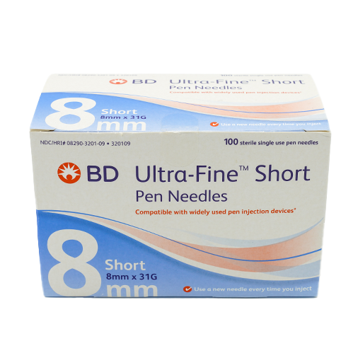 BD Ultra Fine Short Pen Needles 8mm x 31G - 100 Count