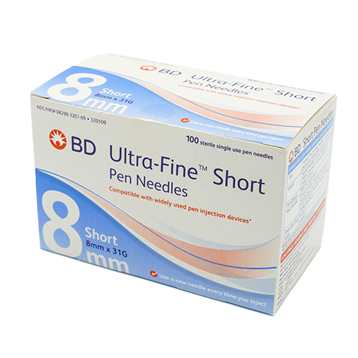 BD Ultra Fine Short Pen Needles 8mm x 31G - 100 Count
