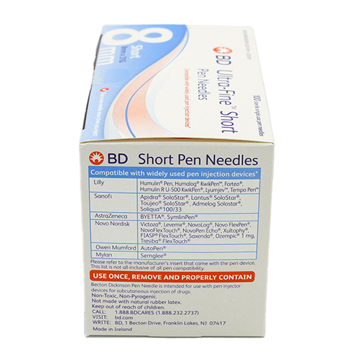 BD Ultra Fine Short Pen Needles 8mm x 31G - 100 Count