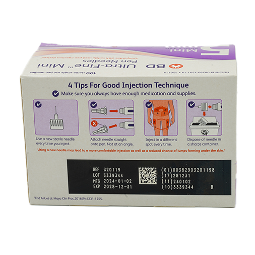 BD Ultra Fine Mini Pen Needles 5mm x 31G - 100 Count