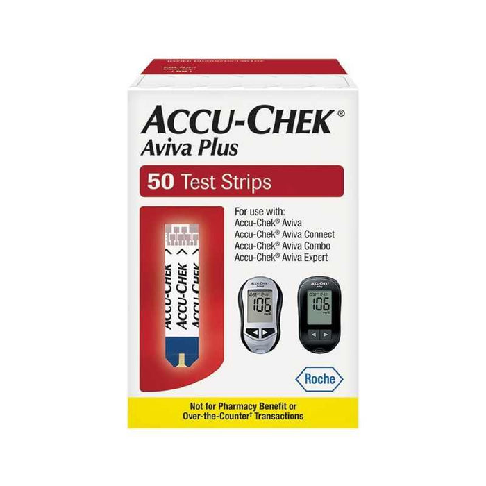 Accu-Chek Aviva Plus Test Strips 50 Count (Mail Order) (Yellow Stripe at bottom)
